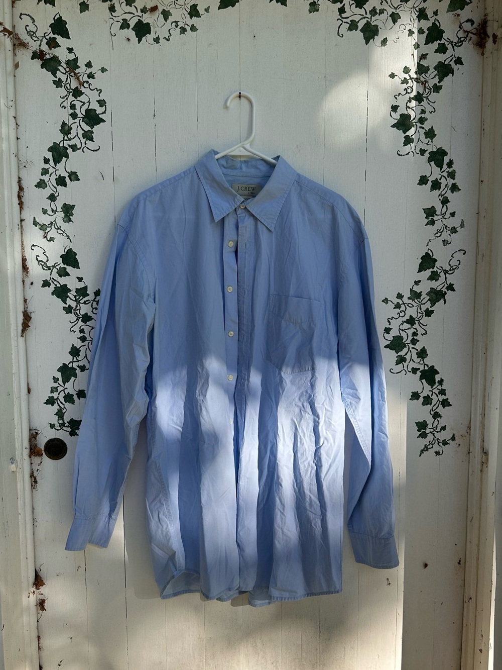 100% Cotton J. Crew Men's Light Blue Button-Down Dress Shirt LT